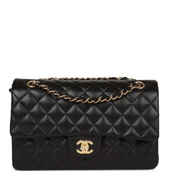 Chanel Medium Classic Double Flap Bag Black Lambskin Gold Hardware