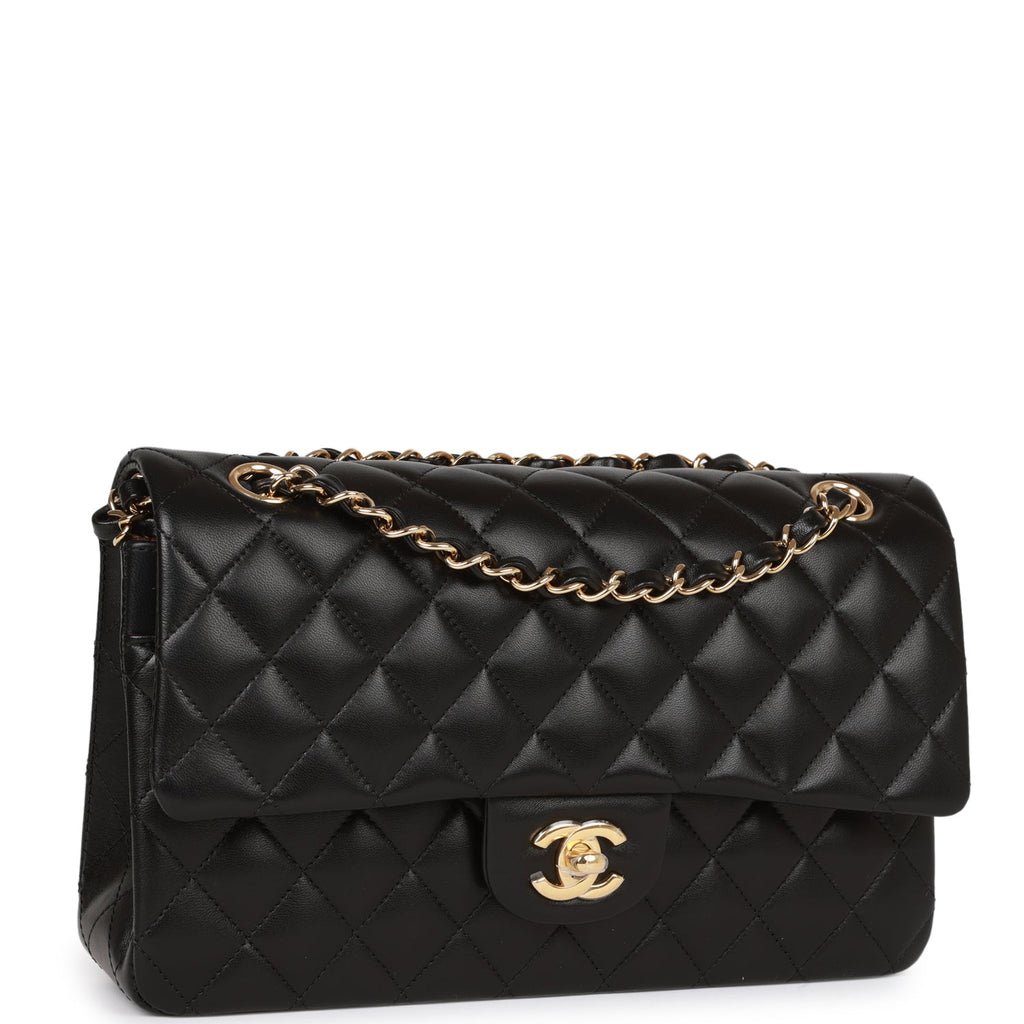 Chanel Medium Classic Double Flap Bag Black Lambskin Gold Hardware