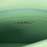 Chanel Mini Rectangular Flap with Top Handle Light Green Lambskin Light Gold Hardware