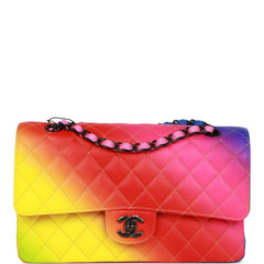 Chanel Medium Classic Double Flap Bag Rainbow Lambskin Black Hardware
