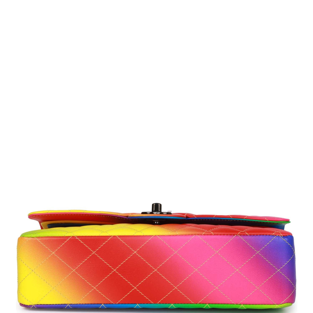 Chanel Medium Classic Double Flap Bag Rainbow Lambskin Black Hardware –  Madison Avenue Couture