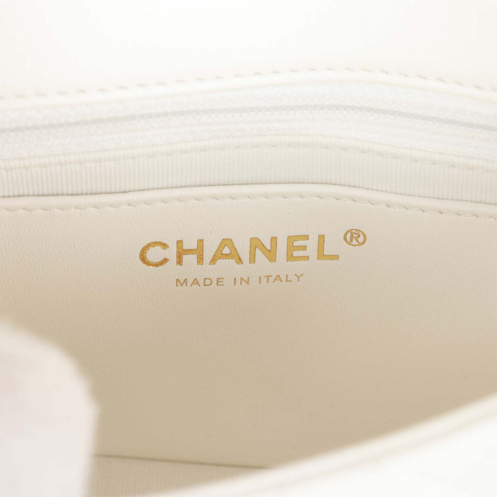 Chanel White Lambskin Square Mini Flap Light Gold Hardware – Madison Avenue  Couture