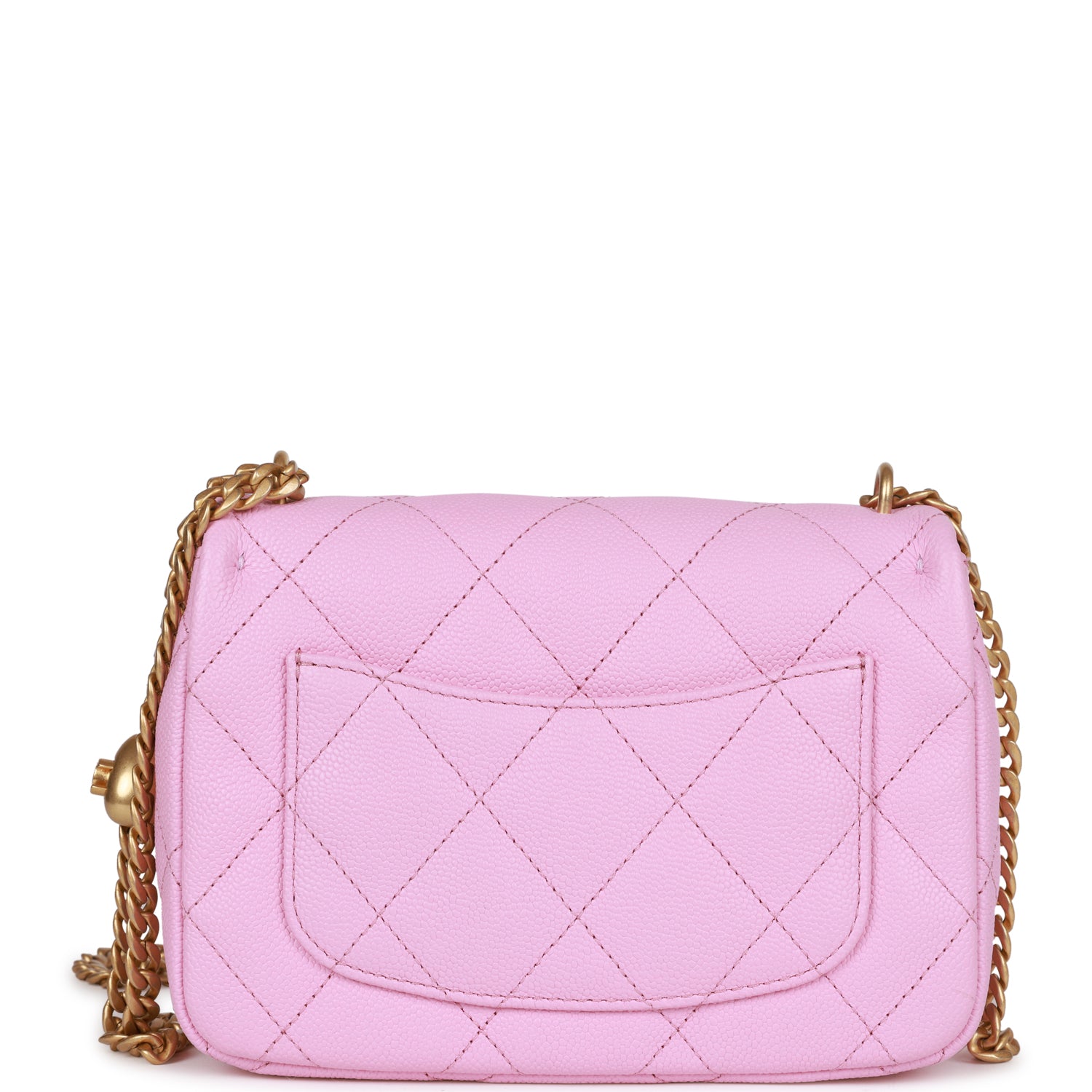 Chanel Sweetheart Mini Square Flap Bag Pink Caviar Antique Gold Hardwa ...