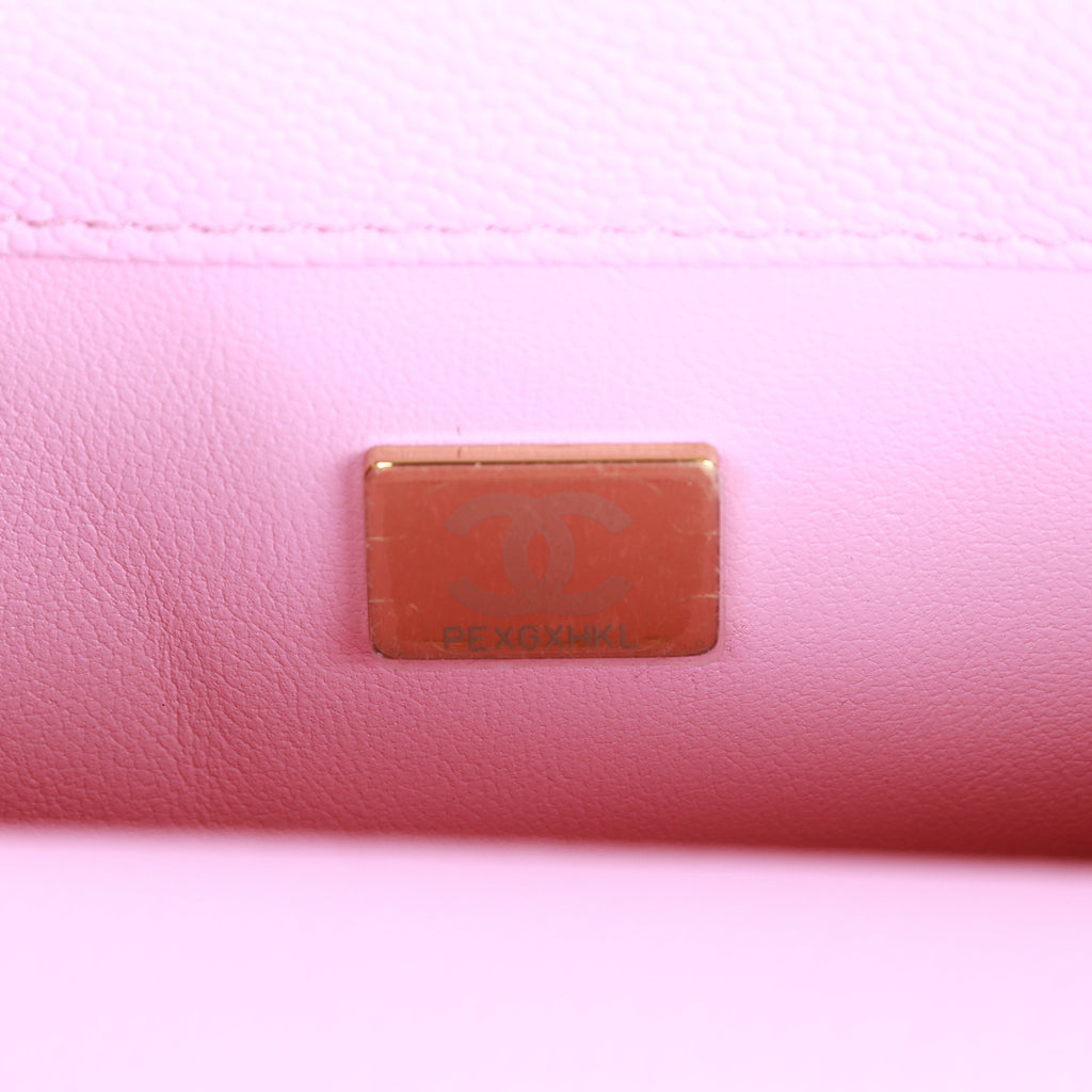 Chanel Sweetheart Mini Square Flap Bag Pink Caviar Antique Gold
