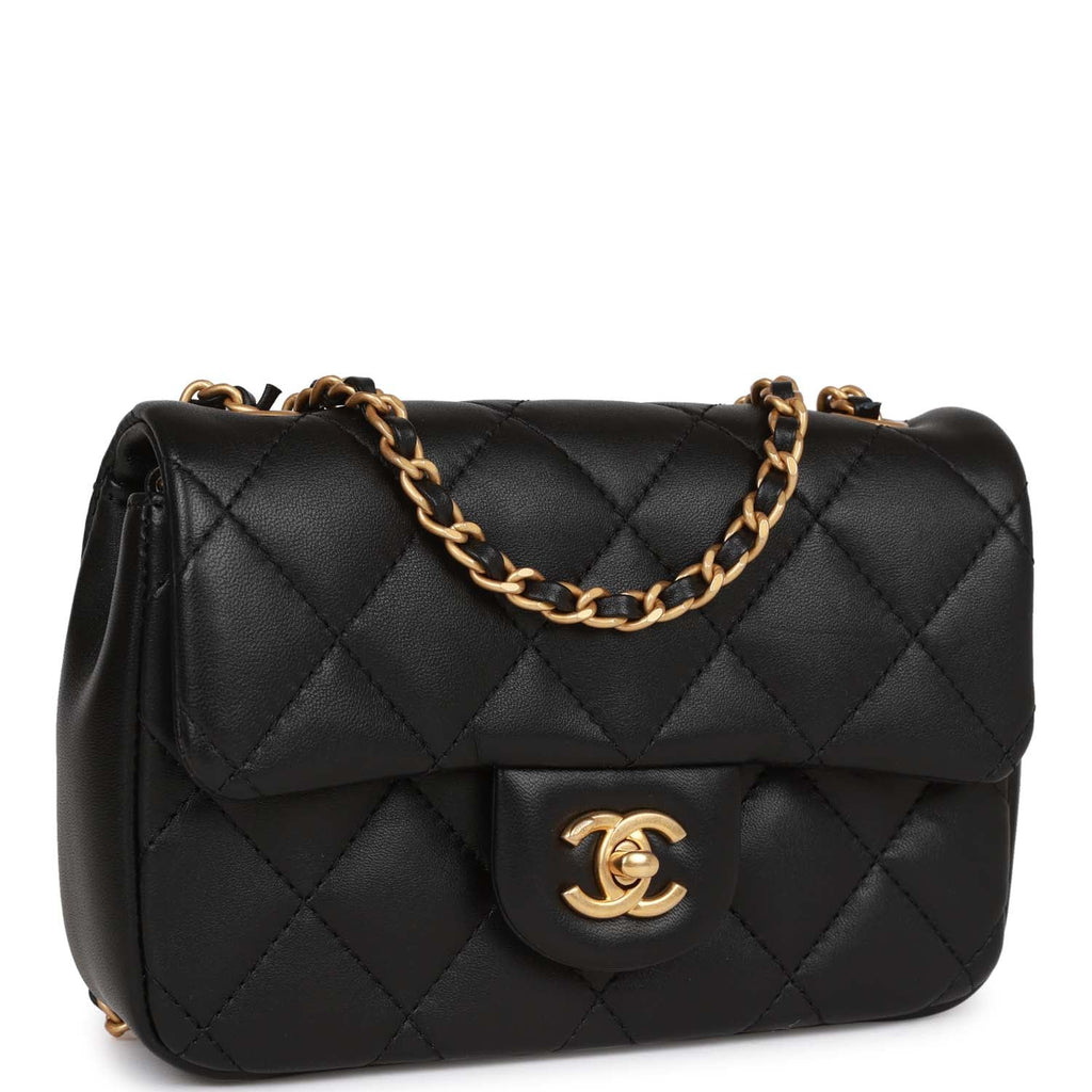Chanel Black Lambskin Rectangular Mini Classic Flap Light Gold Hardware –  Madison Avenue Couture