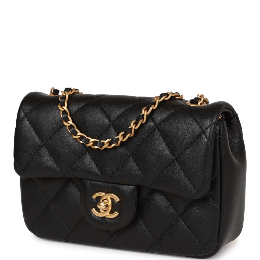 Vintage Chanel CC Logo Mini Pouch Bag Purse Black Crossbody Lambskin Gold  HW