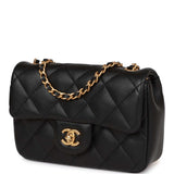 Chanel Mini Rectangular Heart Flap Bag Black Lambskin Aged Gold Hardware