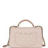 Chanel Mini Flap with Top Handle Beige and Caramel Lambskin Light Gold Hardware