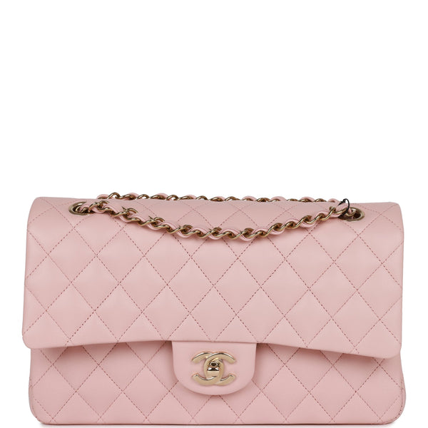 Chanel Classic Double Flap Bag Quilted Jersey Medium Pink 2381511