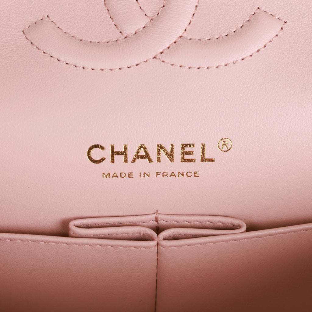 Chanel Medium Classic Double Flap Bag Light Pink Lambskin Light Gold H –  Madison Avenue Couture