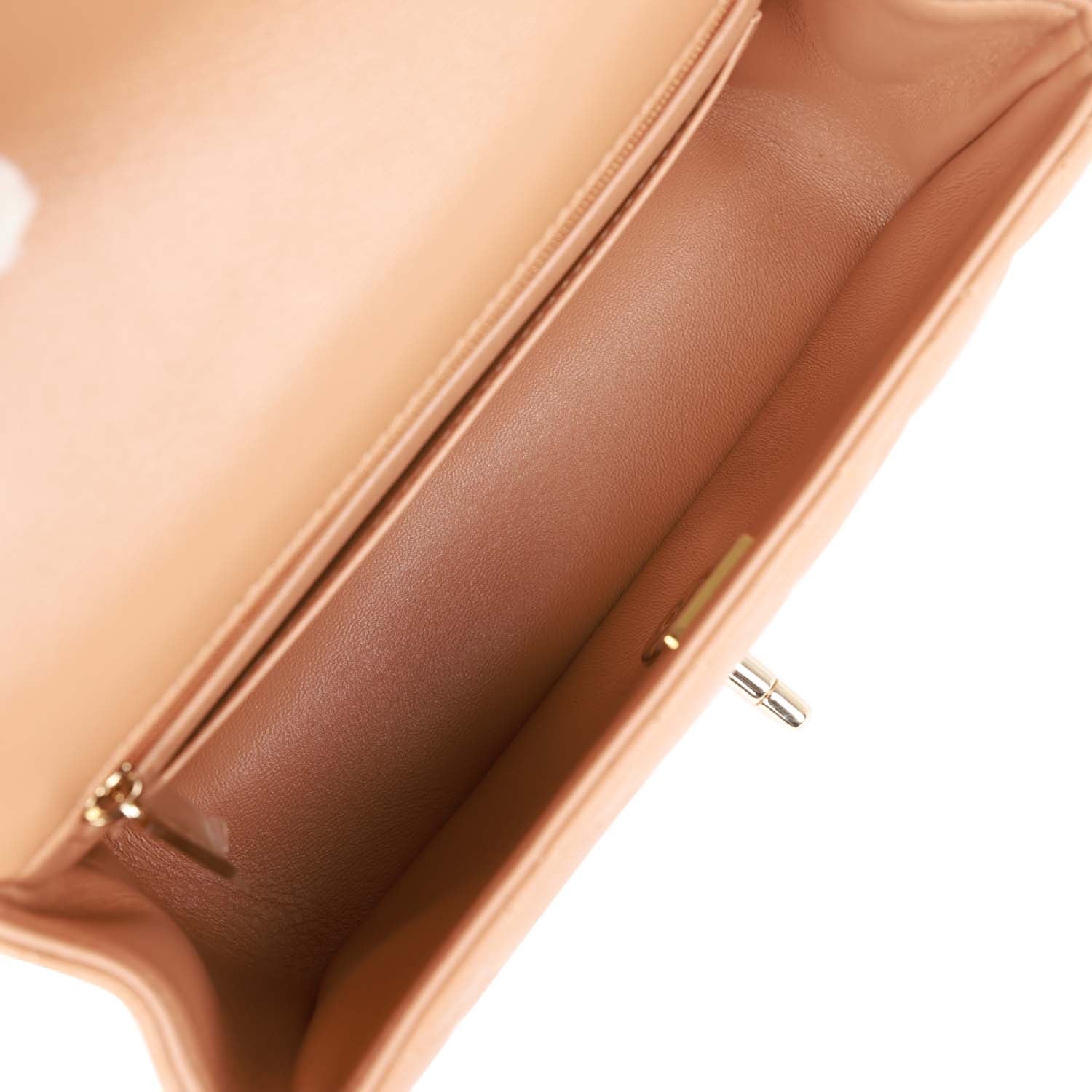 Chanel Mini Rectangular Flap with Top Handle Caramel Lambskin Light Go