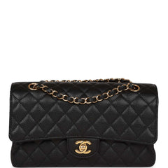 Chanel Medium Classic Double Flap Bag Black Caviar Gold Hardware