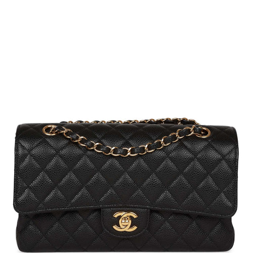 Chanel Medium Classic Double Flap Bag Black Caviar Gold Hardware