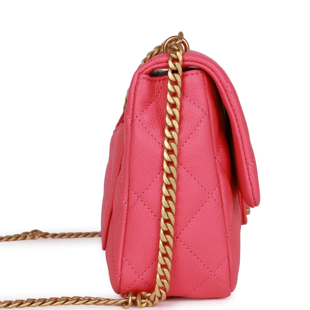 Chanel Medium Sweetheart Crush Flap Bag Pink Caviar Antique Gold Hardw ...