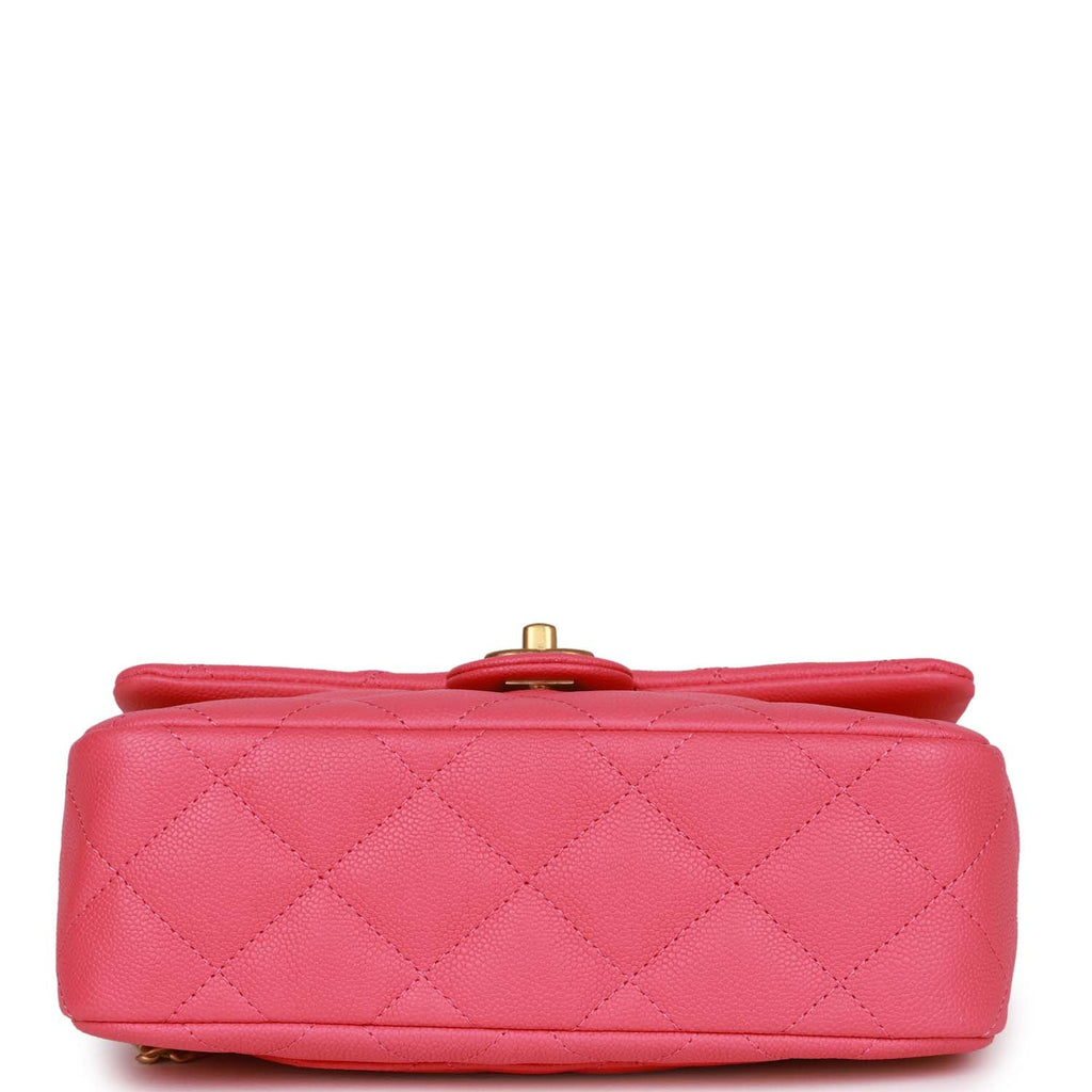 Chanel Sweetheart Mini Square Flap Bag Pink Caviar Antique Gold