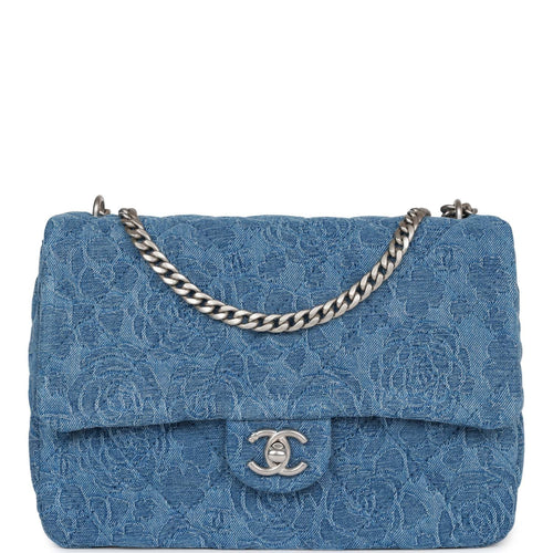 Chanel Medium Sweetheart Crush Flap Bag Denim Brocade Aged Silver Hardware