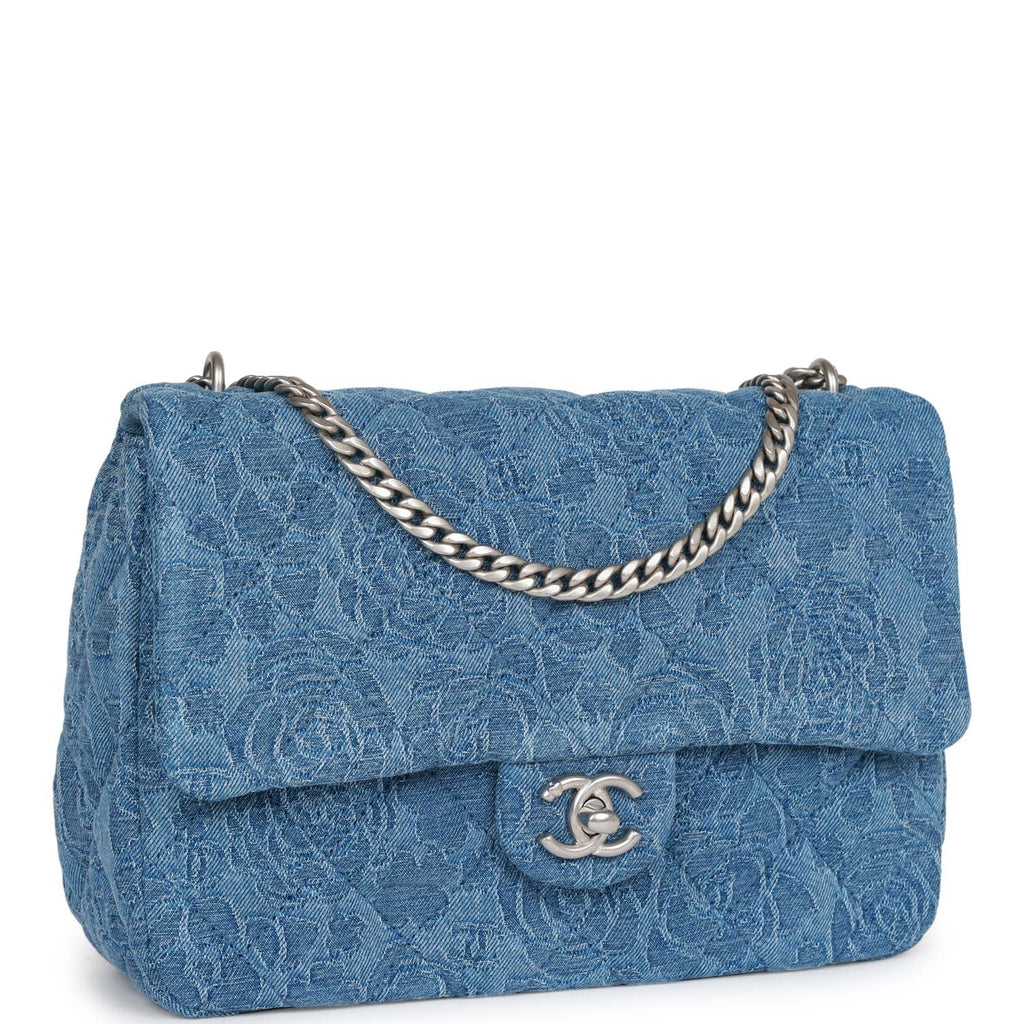 Chanel Medium Sweetheart Crush Flap Bag Denim Brocade Aged Silver Hardware