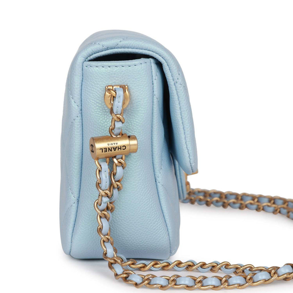 Chanel My Perfect Mini Flap Bag Blue Iridescent Caviar Antique Gold Ha –  Madison Avenue Couture