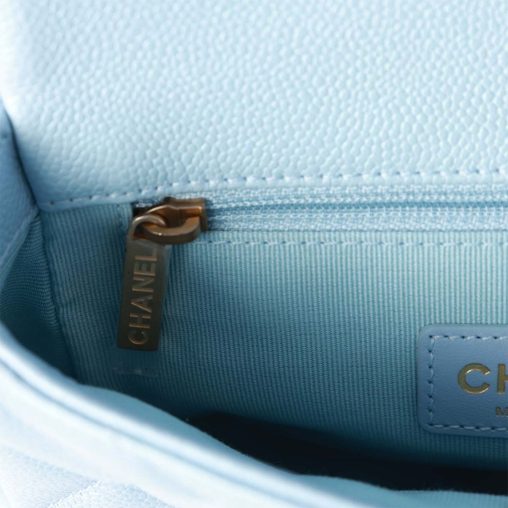 Chanel Light Blue Iridescent Quilted Calfskin Square Mini Classic