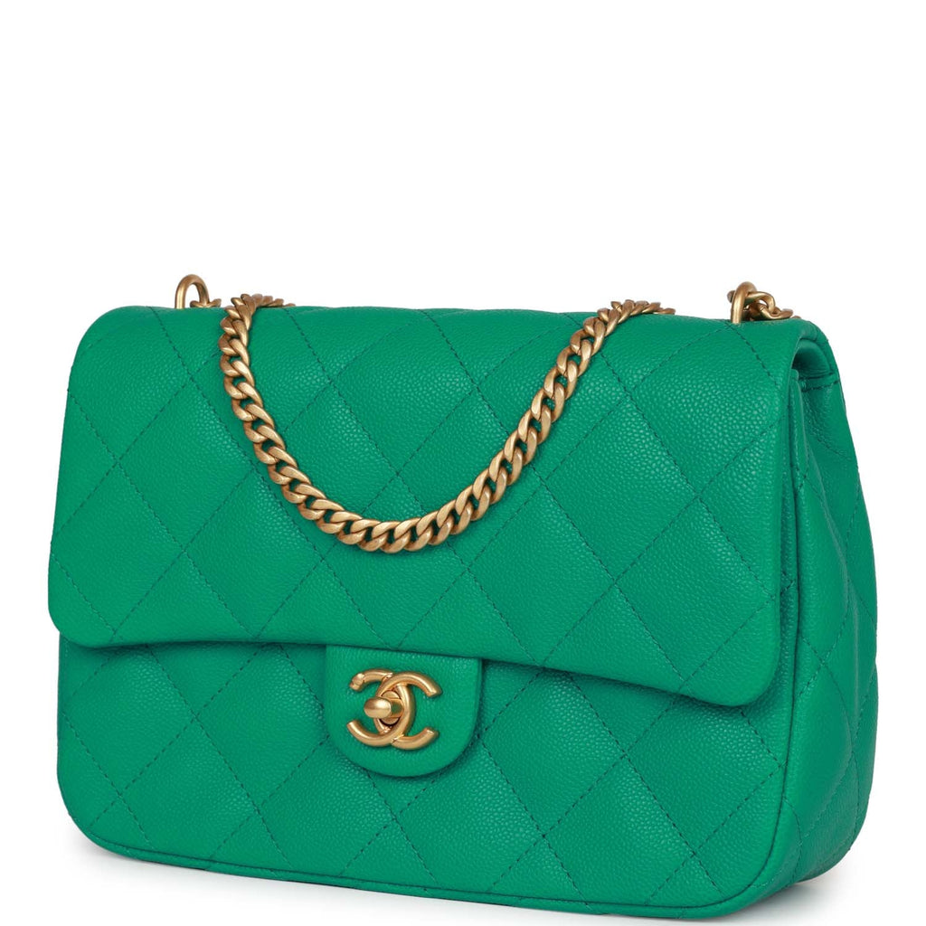 Chanel Medium Sweetheart Crush Flap Bag Green Caviar Antique Gold Hard –  Madison Avenue Couture