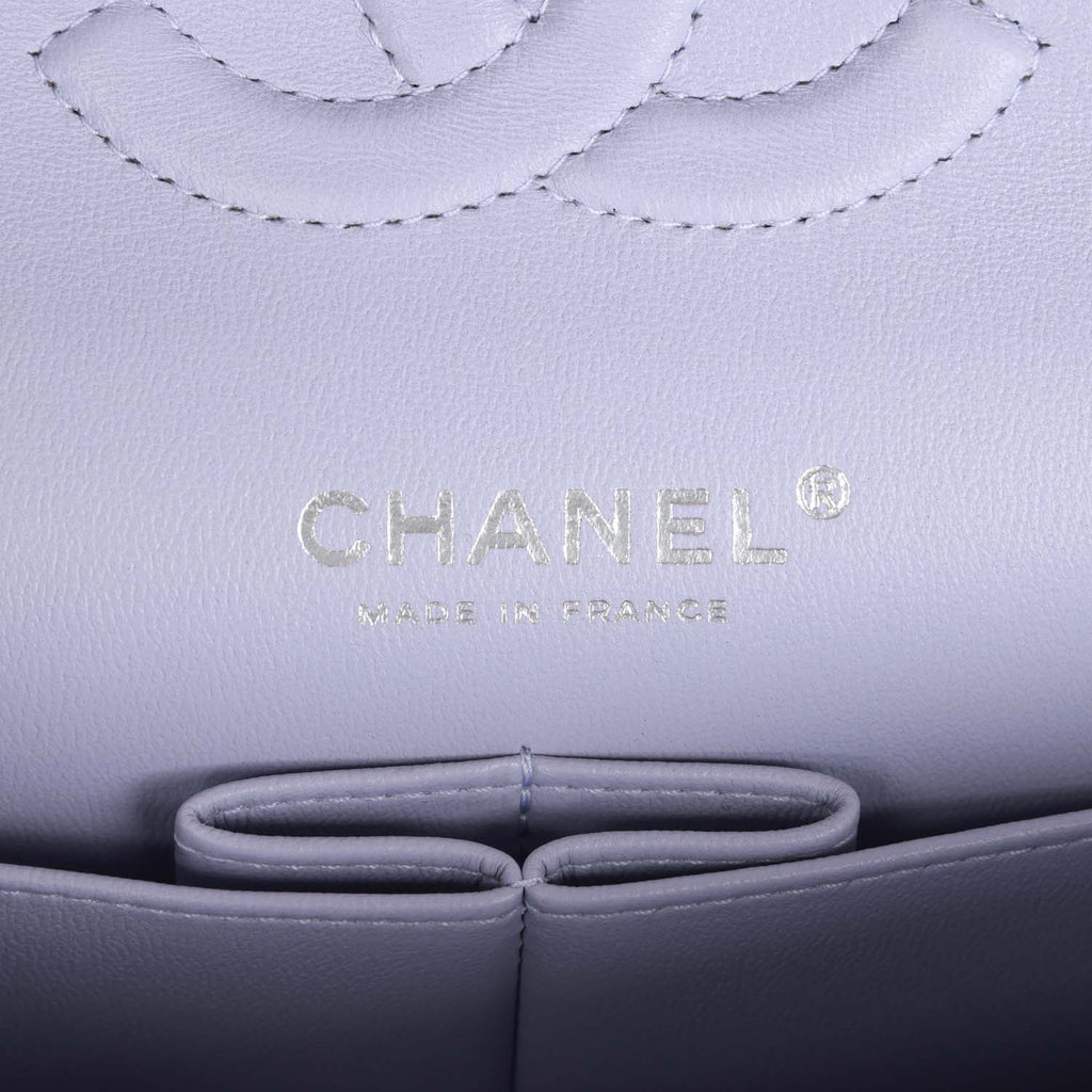 Chanel Medium Classic Double Flap Lavender Caviar Silver Hardware