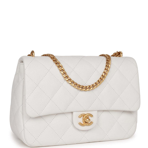 Chanel Medium Sweetheart Crush Flap Bag White Caviar Antique Gold Hardware