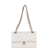 Chanel Small Classic Double Flap Bag White Caviar Light Gold Hardware