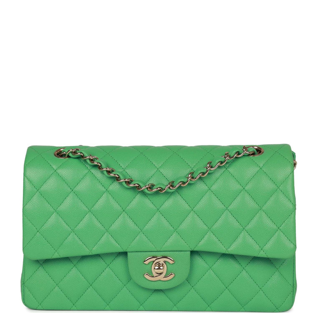 Chanel Lime Green Quilted Double Flap Bag