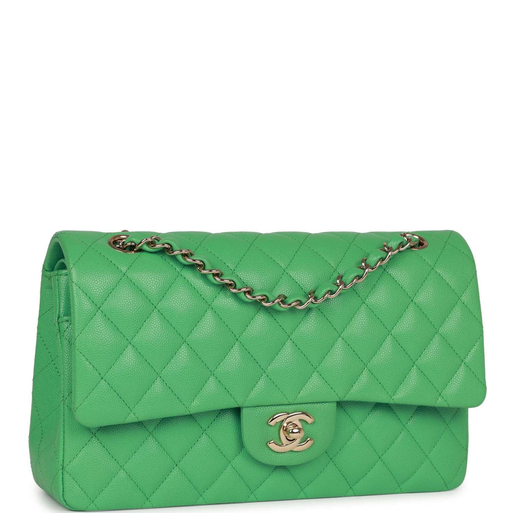 Chanel Shiny Lambskin Quilted Medium Chanel 19 Flap Light Green