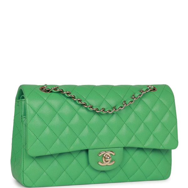 Chanel Green Quilted Caviar Medium Double Flap Bag Light Gold Hardware –  Madison Avenue Couture