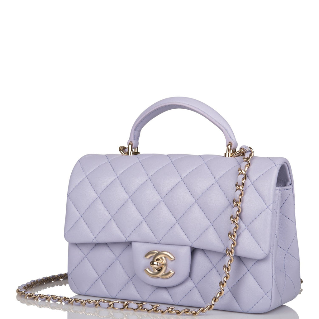 Chanel Vintage Jersey Square Mini Flap Bag - Purple Shoulder Bags