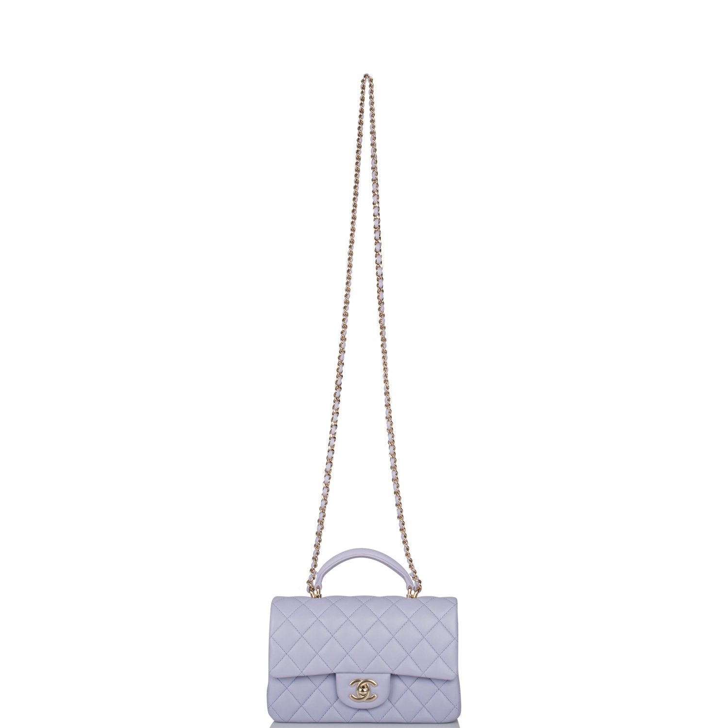 Chanel Lavender Quilted Lambskin Rectangular Mini Flap Bag Top Handle ...