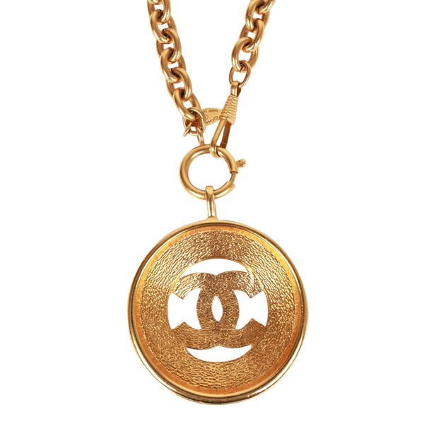 Vintage Chanel Gold Sunburst Interlocking CC Medallion Necklace ...