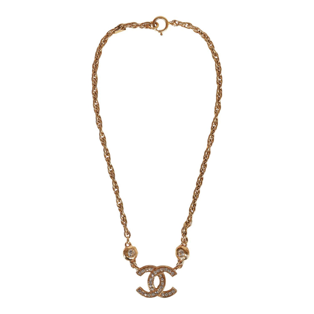 Vintage Chanel Gold Plated Lion Cross Pendant Necklace