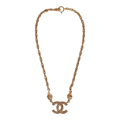 Vintage Chanel Gold Interlocking CC Hanging Pendant Necklace