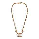 Vintage Chanel Gold Interlocking CC Hanging Pendant Necklace