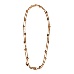 Vintage Chanel Gold Plated Tigers Eye Long Necklace
