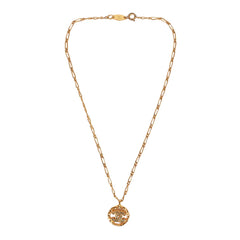 Vintage Chanel 24K Gold Plated Crystal CC Charm Pendant Necklace