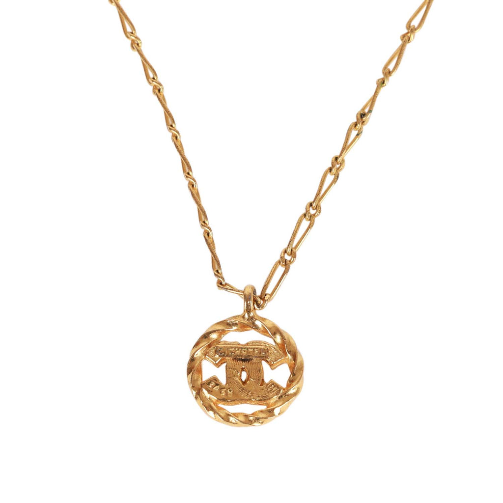 Vintage Chanel Gold Plated Crystal CC Charm Necklace – Madison