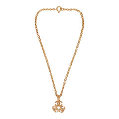 Vintage Chanel 24K Gold Plated Triple Interlocking CC Pendant Necklace