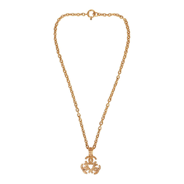 CC Embellished Gold Chanel Button Pendant Necklace (2 sizes, PRE