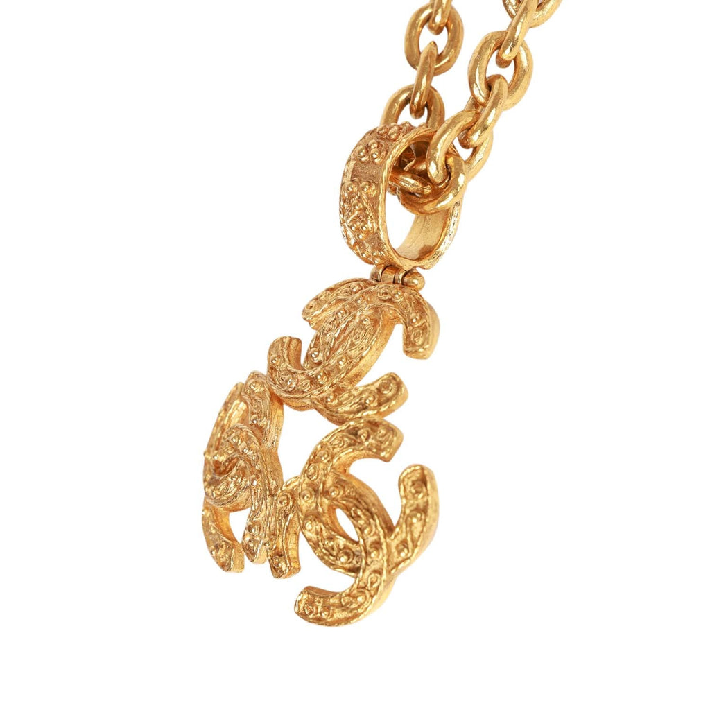 Vintage Chanel Gold Plated Triple Interlocking CC Necklace – Madison Avenue  Couture