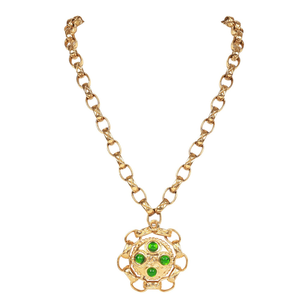 Vintage Chanel Gold Plated Gripoix Cocomark Pendant Necklace – Madison  Avenue Couture