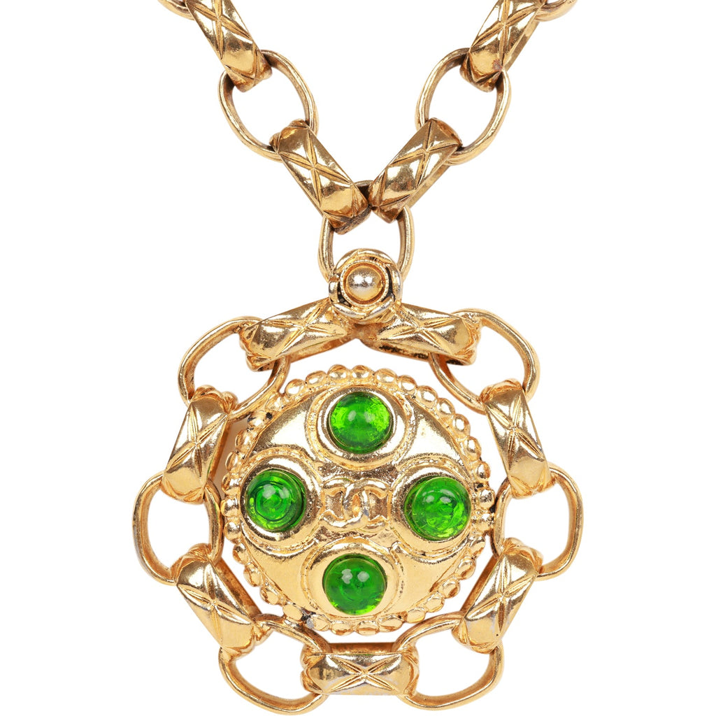 1980s CC pendant chain necklace