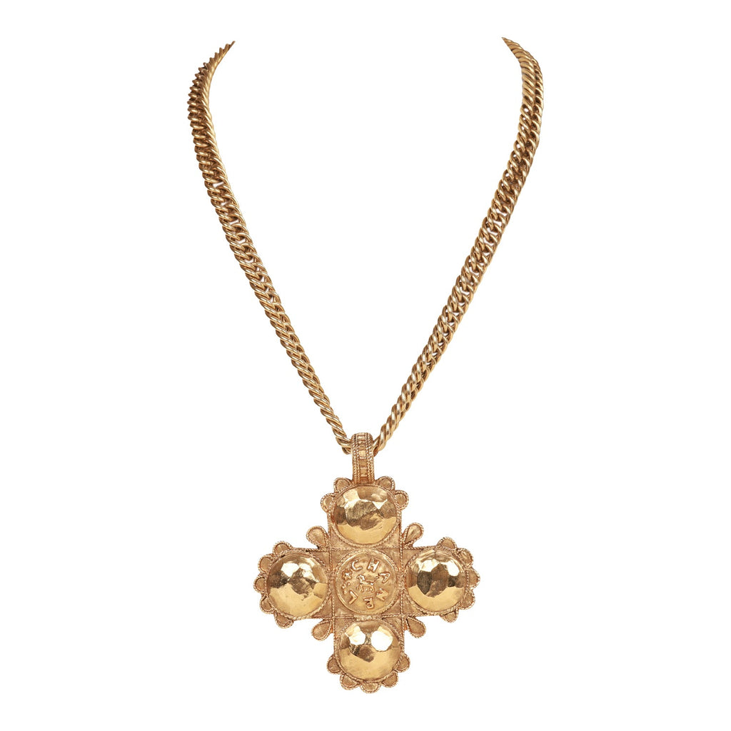 Vintage Chanel Gold Plated Lion Cross Pendant Necklace – Madison