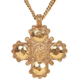 Vintage Chanel Gold Plated Lion Cross Pendant Necklace