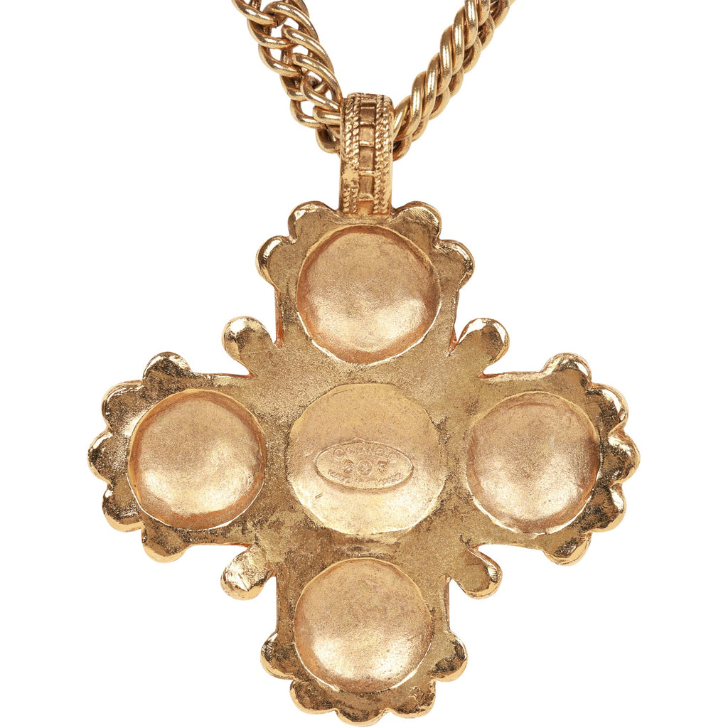Vintage Chanel Gold Plated Lion Cross Pendant Necklace – Madison
