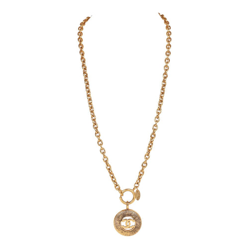 Vintage Chanel Gold Sunburst Interlocking CC Medallion Necklace