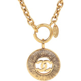 Vintage Chanel Gold Sunburst Interlocking CC Medallion Necklace - Thumbnail View 2