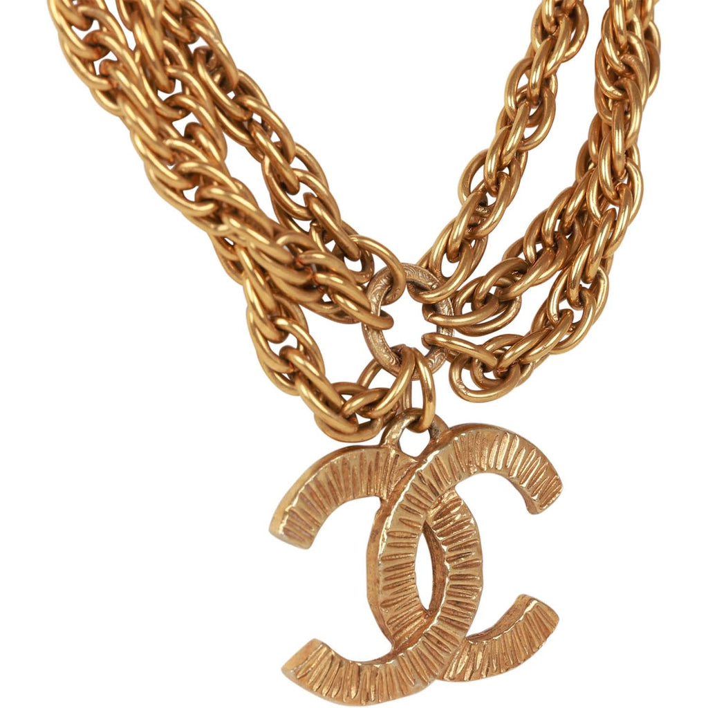 Louis Vuitton Necklace V Pendant Ladies' Accessories Chain Gold Rare Vintage
